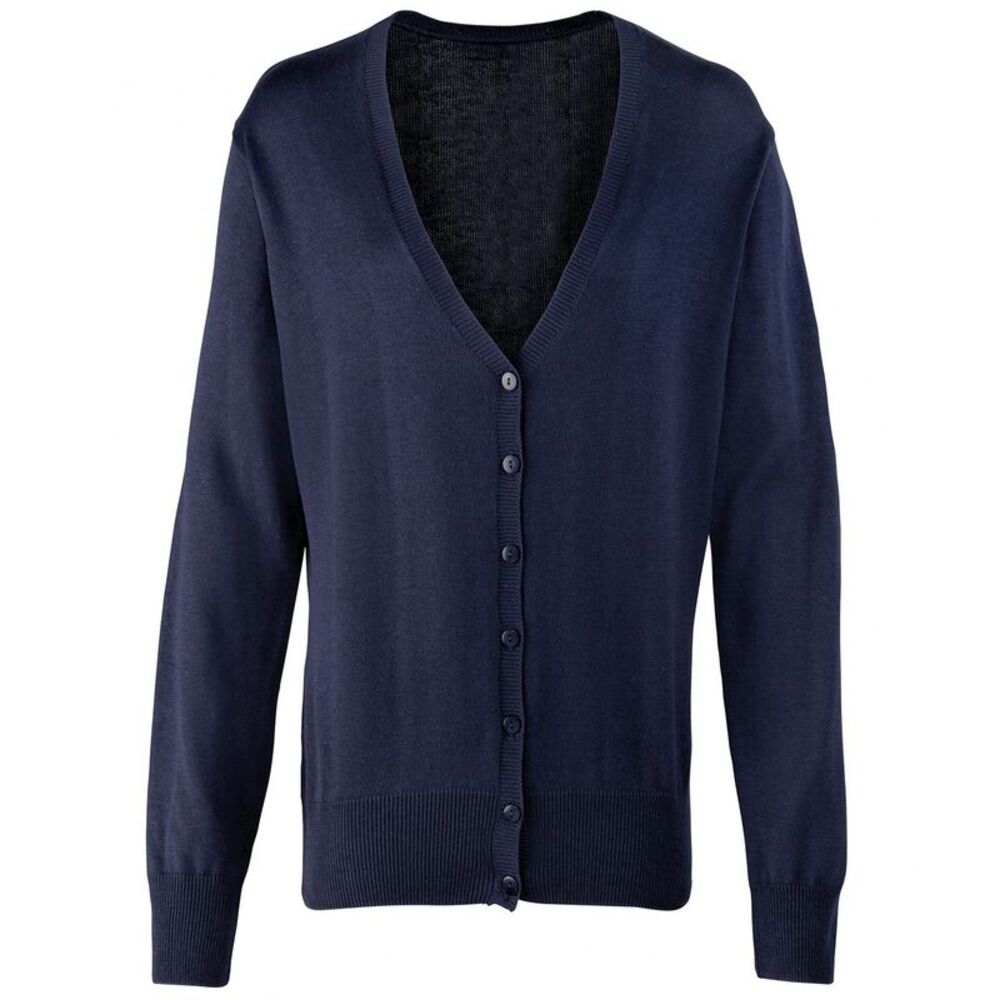 Premier Womens/Ladies Cotton Acrylic V Neck Cardigan / Navy